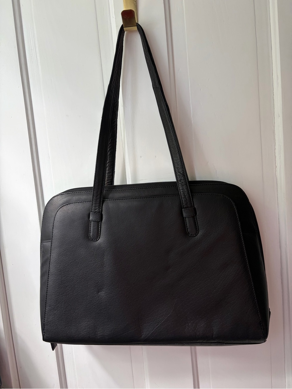 Latico Black Leather Business Case, Lap top carrier, structured purse, tote bag